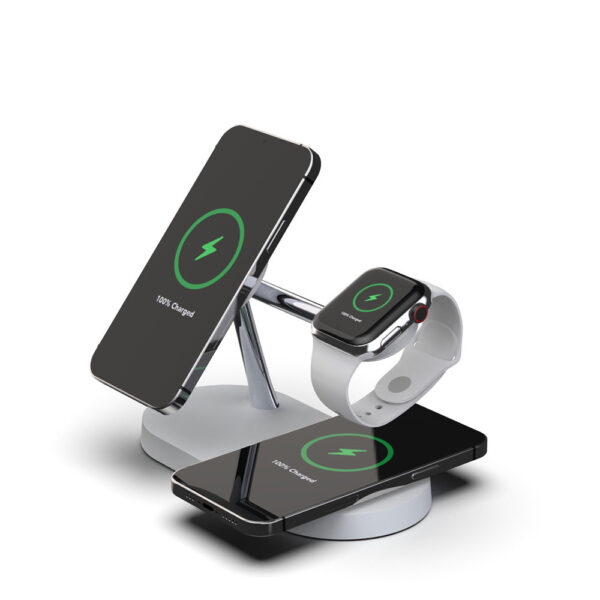 Multifunctional Five-In-One Magnetic Wireless Charging Watch Headset Desktop Mobile Phone Holder Charger 15W Fast Charge - Image 3
