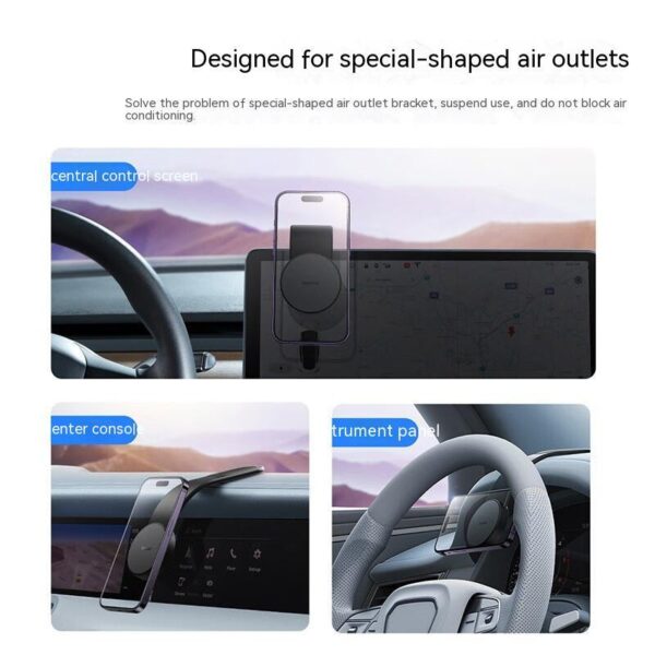 Magnetic Bendable Car Mobile Phone Holder Wireless Charger Phone Holder 15W Car Dash Mount Compatible With Phone - Image 5