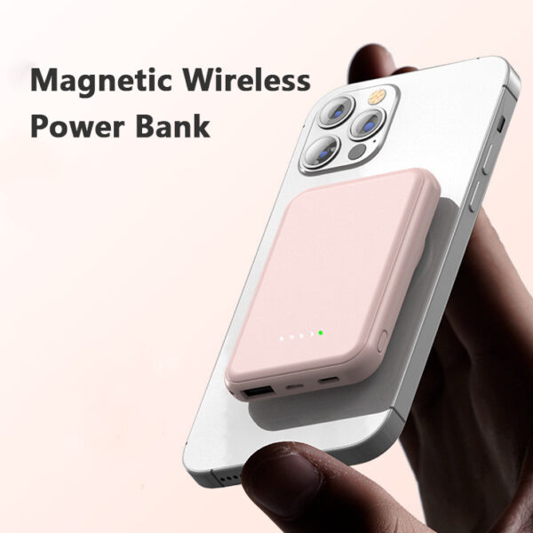 Mini Fast Charging Magnetic Wireless Power Bank 5000 MAh Portable - Image 3