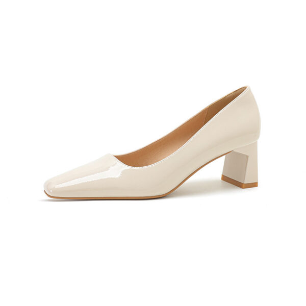 Classic Style High Heel Patent Leather Square Toe Light Luxury French Shoes - Image 4