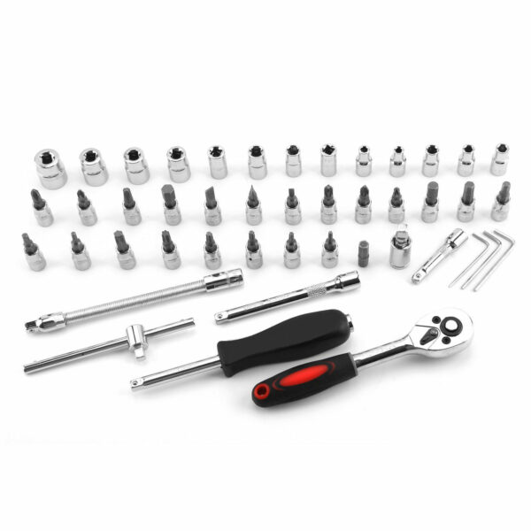 52pc Metric Socket Set Ratchet Torx Wrench Kit 1-4 Drive Repair Tool With Case - Image 2