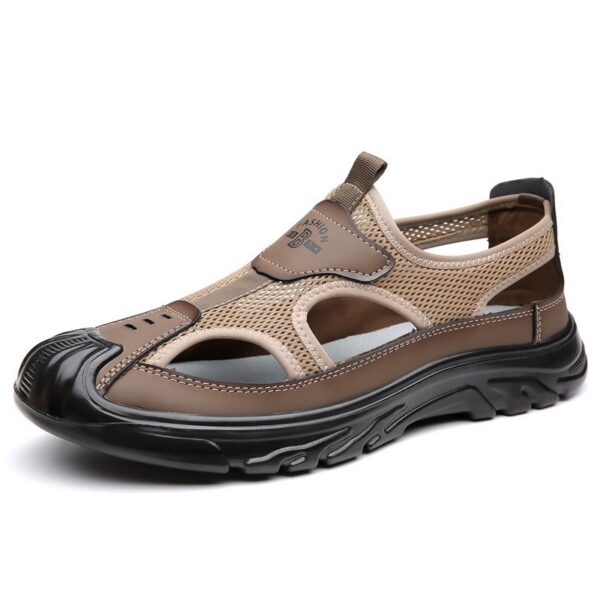 Summer Breathable Men's Sandals Hollow Mesh Surface Casual All-match Hole Outdoor Travel Soft Bottom Slip On Beach Shoes - Image 4