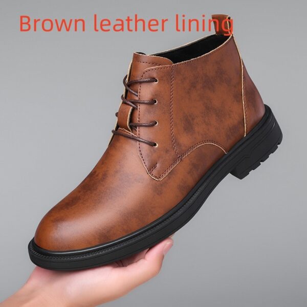 Retro Lace Up Denim Trendy Mid-length Warm Non-slip Men's Martin Boots - Image 9