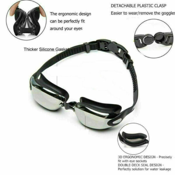 Anti Fog Swimming Goggles UV Glasses Adjustable Earbuds For Men Women  Kids - Image 9