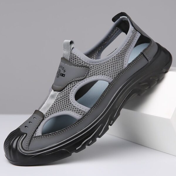 Summer Breathable Men's Sandals Hollow Mesh Surface Casual All-match Hole Outdoor Travel Soft Bottom Slip On Beach Shoes - Image 8