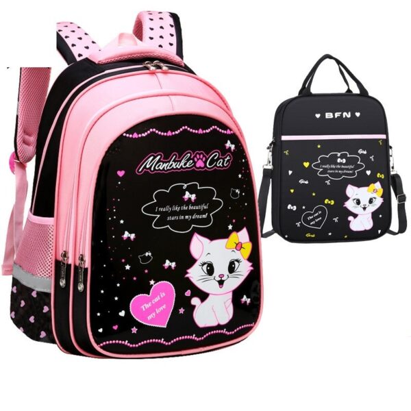 Kids School Cute Cat Print Backpack - Image 3
