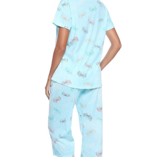 Short-sleeved Cropped Pants Suit Knitted Cotton Plus Size Women's Pajama Suit Suit - Image 2