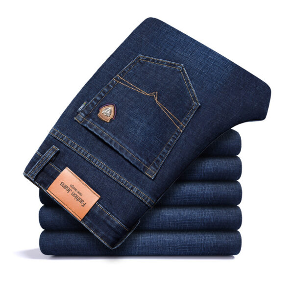 Fleece-lined Men's Loose Straight Plus Size Jeans - Image 6