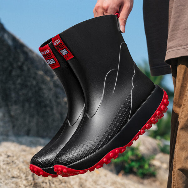 Mid And Low Tube Men's Rain Boots Outdoor Non-slip Waterproof Shoes - Image 2