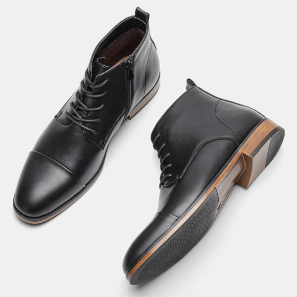 Plus Size Men's Chelsea Boots Inside Zipper Leather Boots - Image 4