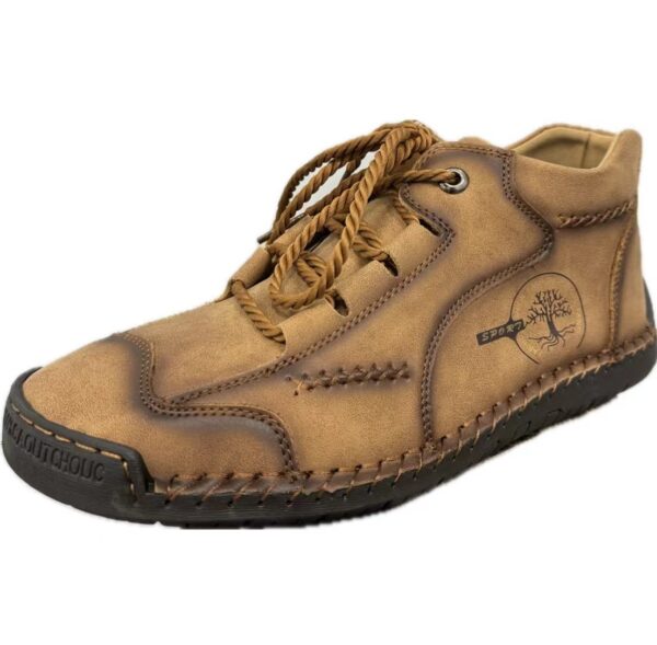 Men's Autumn Sewing High-top Leather Flat Outdoor Work Clothes Casual Shoes - Image 6