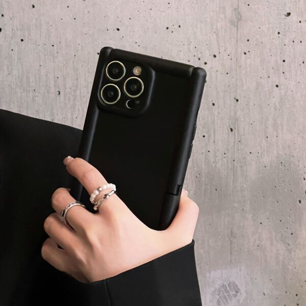Skin Feeling Solid Color  Phone Case Roman Column 14Pro Three-dimensional Invisible Bracket 1312 Protective Case - Image 2