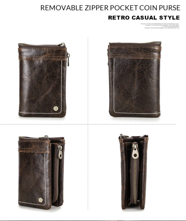 Black Angel Leather RFID Anti-theft Brush Men's Wallet - Image 4