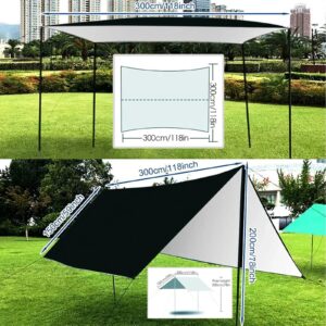 3x3 M Tarpaulin Waterproof Camping Tarp Shelter Tent Awning With Poles Kit UK