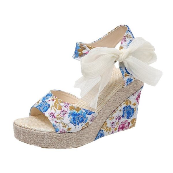 Women's Denim Cross Buckle Sandals - Image 5