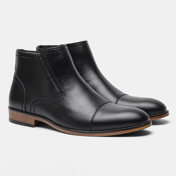 Plus Size Men's Chelsea Boots Inside Zipper Leather Boots - Image 3