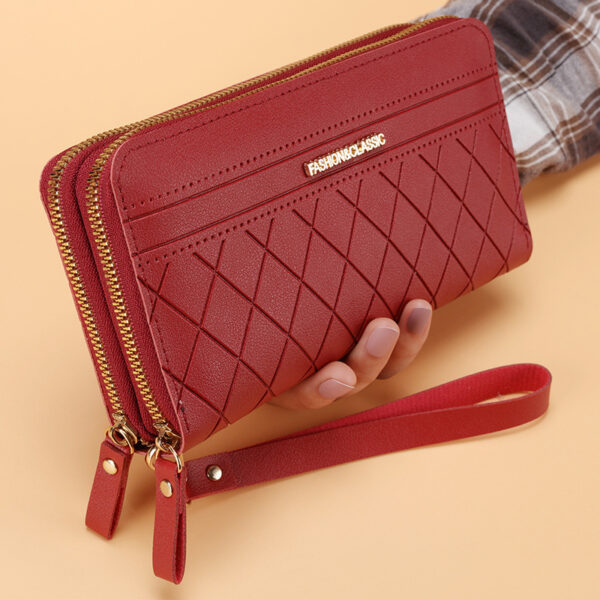 Women's Simple Double Zipper Multiple Card Slots Long Wallet - Image 7