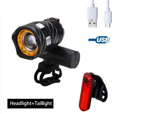 New bicycle USB light Highlight warning light Mountain bike headlights Charging headlight accessories - Image 3