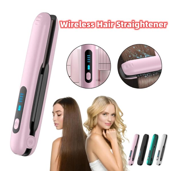 Wireless Hair Straightener Flat Iron Mini 2 IN 1 Roller USB 5000mAh Max 200 Degree Portable Cordless Curler 4 Levels Dry And Wet Uses - Image 2