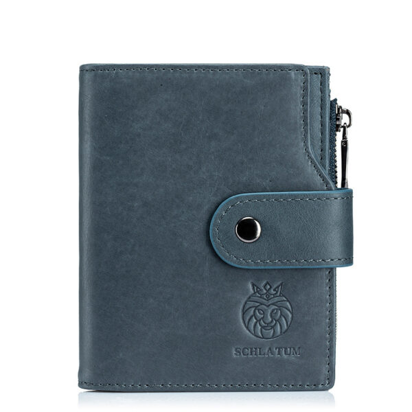 First Layer Cowhide RFID Anti-theft Swiping Leather  European And American Retro Men's Short Vertical Wallet - Image 6