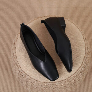 Square Toe Granny Shoes Flat Low-cut Shoes Casual All-matching