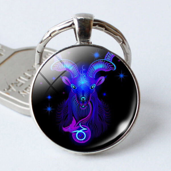 Twelve Constellation Time Stone Metal Keychains - Image 6