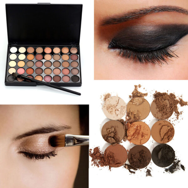 Palette Matte Eyeshadow Pallete Glitter Powder Eye Shadow Earth Shadow Brush Set - Image 4