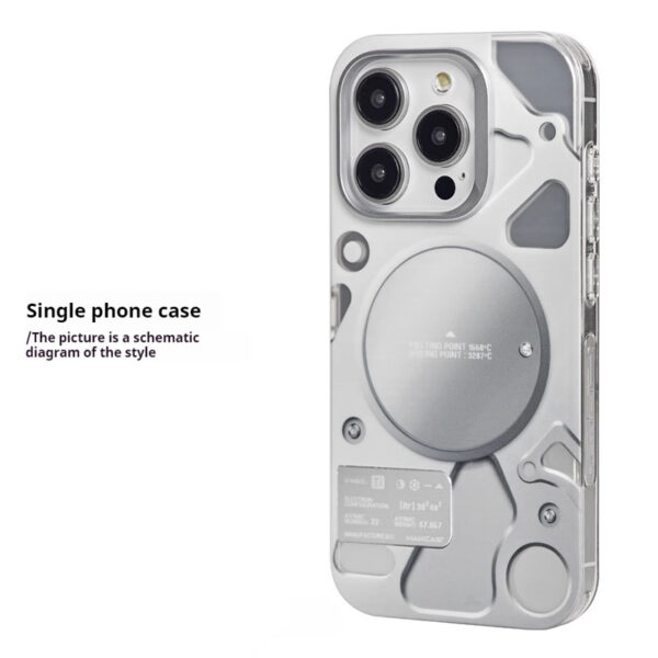 Electroplated Mechanical Silver Phone Case Personalized Magnetic Bracket - Image 2