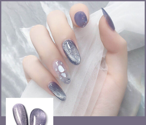 Milk Tea Crystal Stone Cat Eye Nail Polish - Image 4