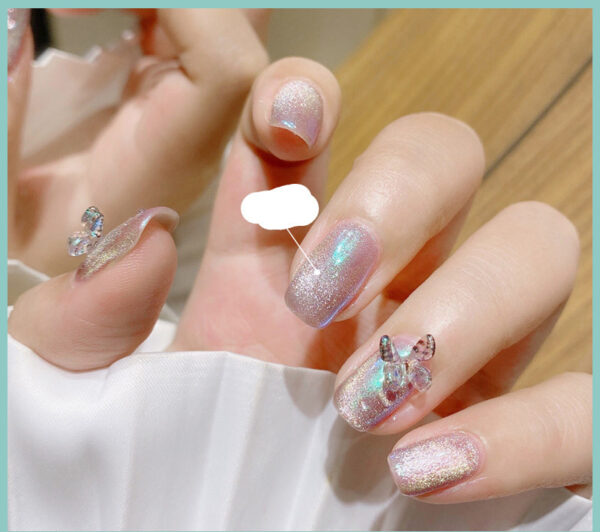 Milk Tea Crystal Stone Cat Eye Nail Polish - Image 8