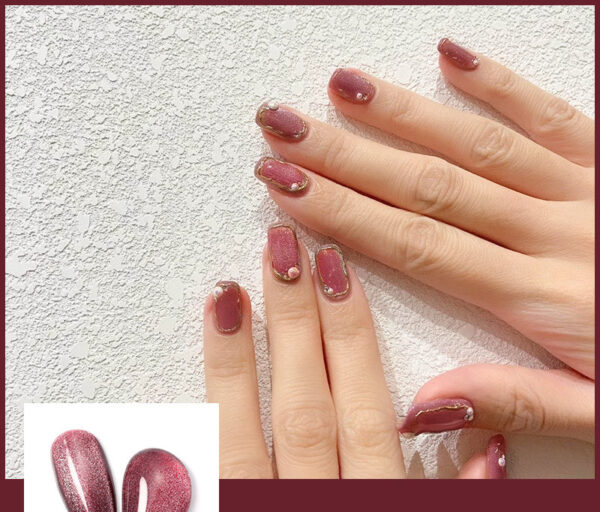 Milk Tea Crystal Stone Cat Eye Nail Polish - Image 7
