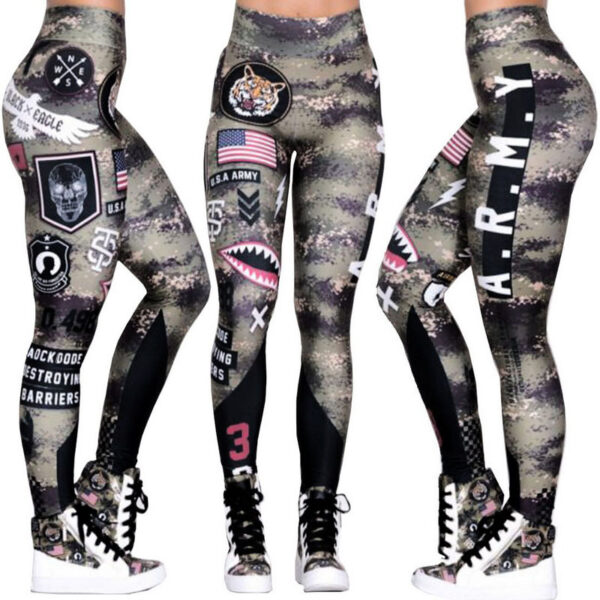 Sport Pants Fitness Leggings Women  Gym Army Sportswear - Image 2