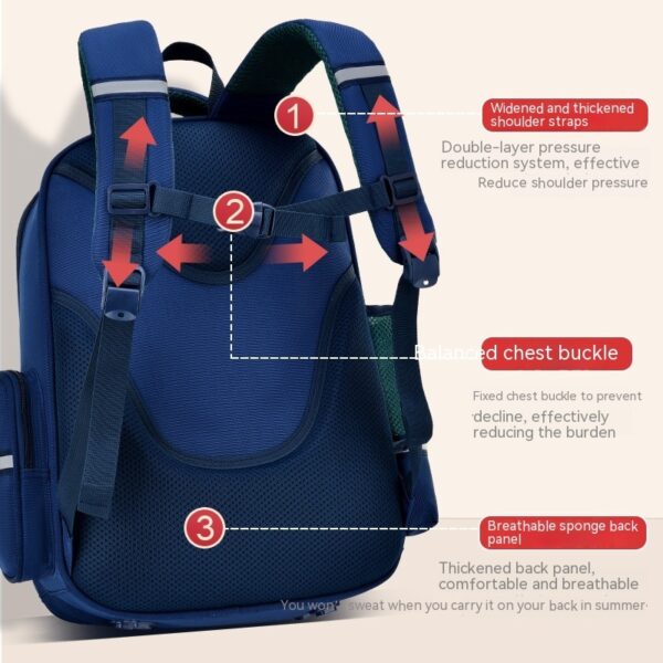 Primary School Student Schoolbag Male Grade 1-3-6 Portable Burden Alleviation Large Capacity Children's Schoolbag Backpack - Image 5