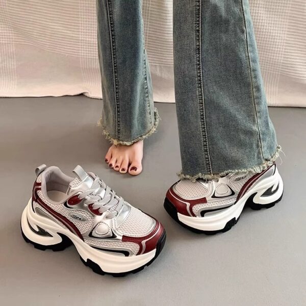 Mesh Breathable Clunky Sneakers Women's Platform Height Increasing Leisure Sneaker - Image 4