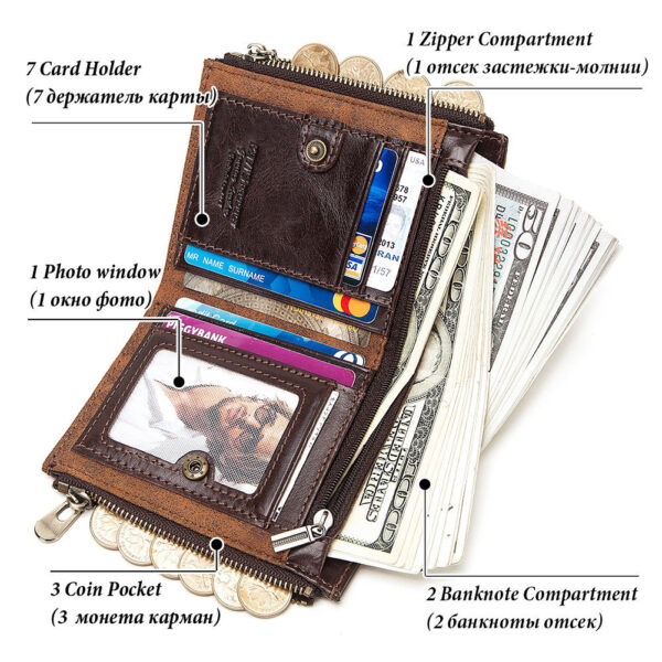 Men's Wallet Anti-theft Swiping RFID Leather Wallet Multifunctional - Image 7