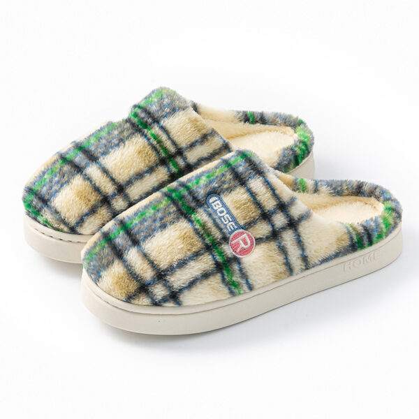 Women's Home Plush Warm Non-slip Plaid Cotton Shoes - Image 3