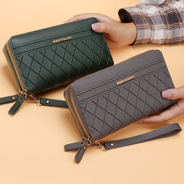 Women's Simple Double Zipper Multiple Card Slots Long Wallet - Image 6
