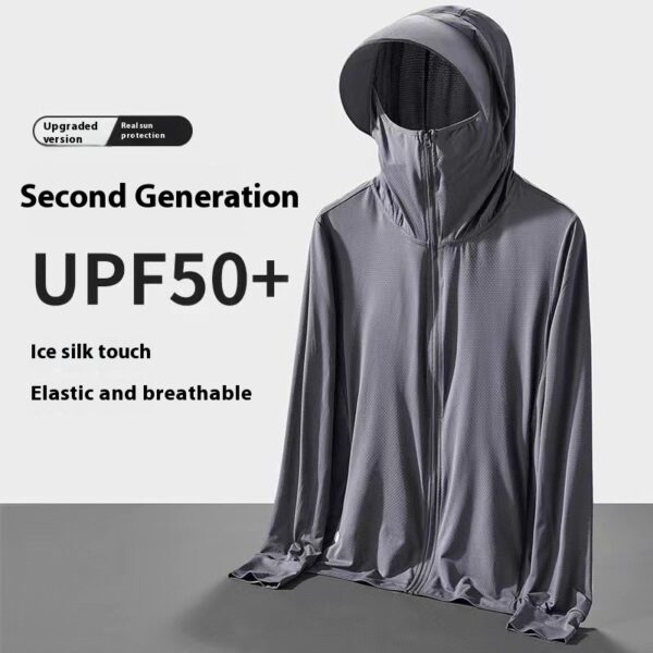 Ice Silk Sun Protection Clothing Men's UV Protection Fishing Jacket - Image 8