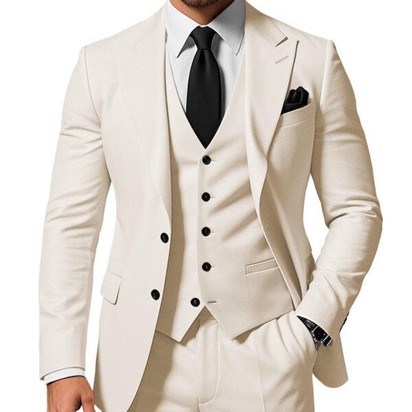 Men's Solid Color 2-piece Buckle Casual Jacket Vest Pants Set - Image 4