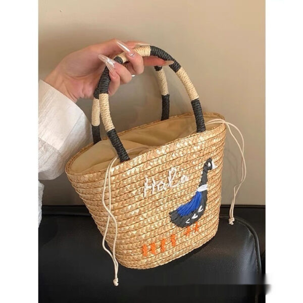 Women's Hand-woven Vegetable Basket Shoulder Tote Bag - Image 4
