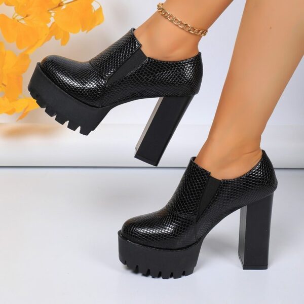 Women's Plaid Lace-up Fashion High Heels - Image 3