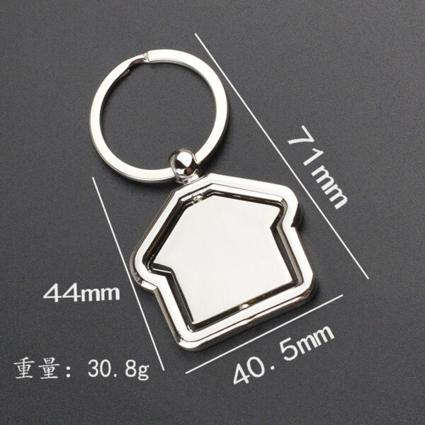 Simple House Rotating Metal Keychains - Image 3