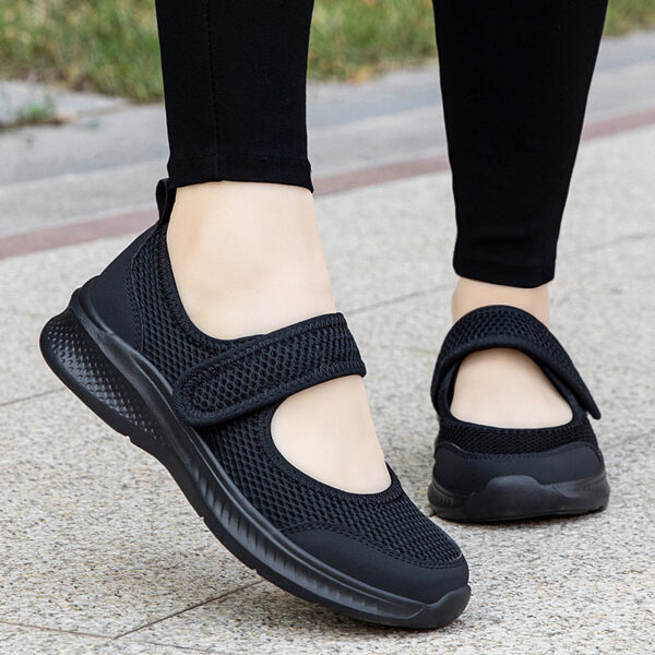 Low-top Thick Bottom Hollow Buckle Casual Mesh Shoes For The Old - Image 9