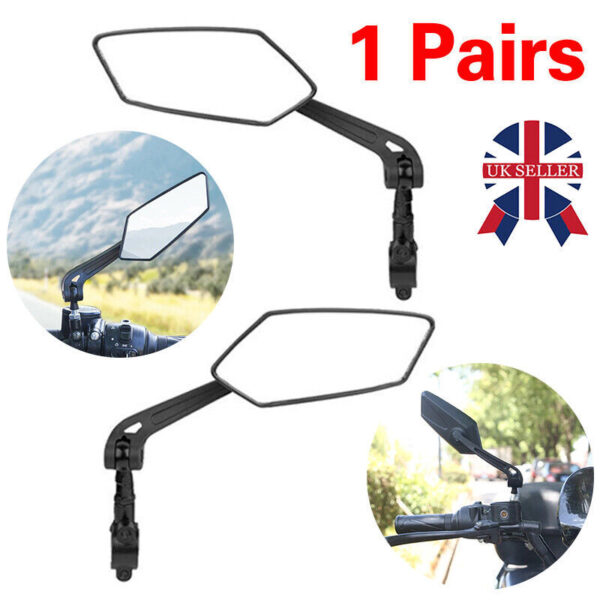 2x Bicycle Bike Handlebar Rear View Mirrors Rearview Rectangle Cycle Back Mirror - Image 2