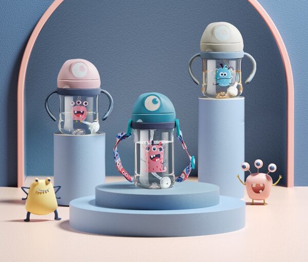 Babycare 240ml Baby Sippy Cup Cute Shape Anti-Choke Straw Baby Water Bottle - Image 4