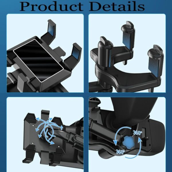 Rotatable And Retractable Car Phone Holder Rearview Mirror UK Stock - Image 2