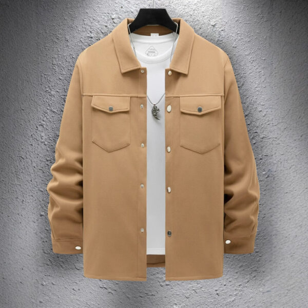 Men's Casual Spring And Autumn Solid Color Single-breasted Jacket Coat - Image 2