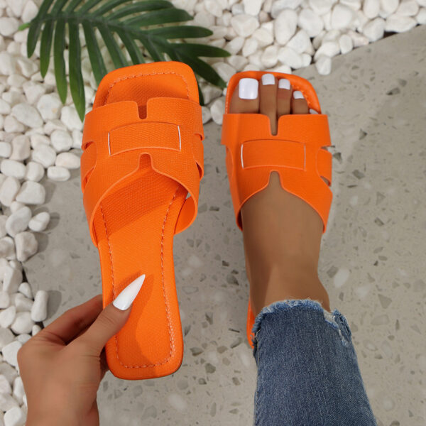 Solid Color Lightweight Flat Slippers Women's Outdoor Beach Sandals - Image 5