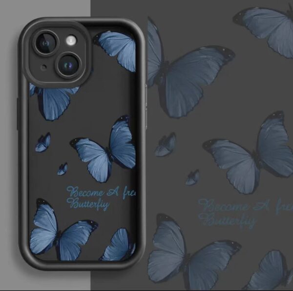 Blue Butterfly Printed Edging Drop-resistant Phone Case - Image 4