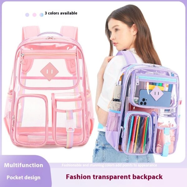 Transparent Bag Waterproof Primary School Student Schoolbag For Junior High School Grade - Image 7